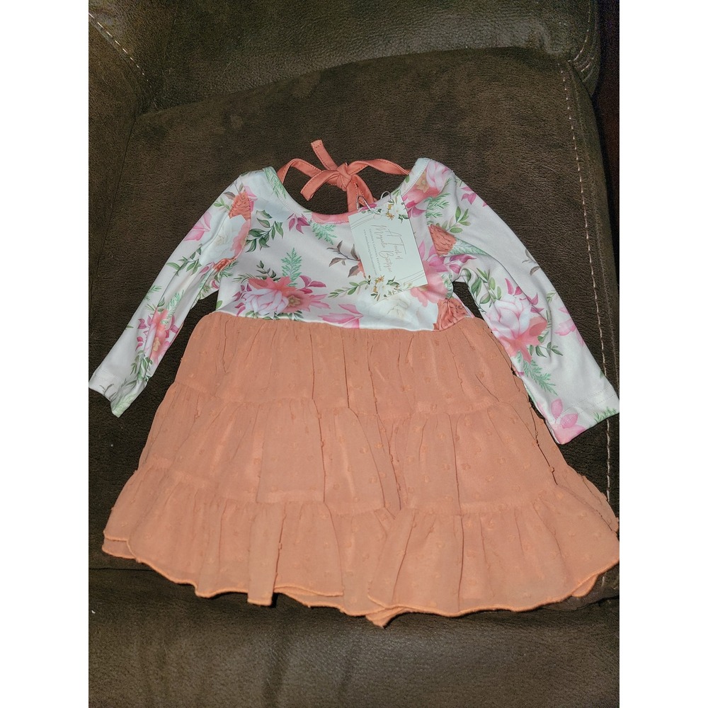 A touch of magnolia boutique fall floral Swiss dot tulle dress size 9 12 months
